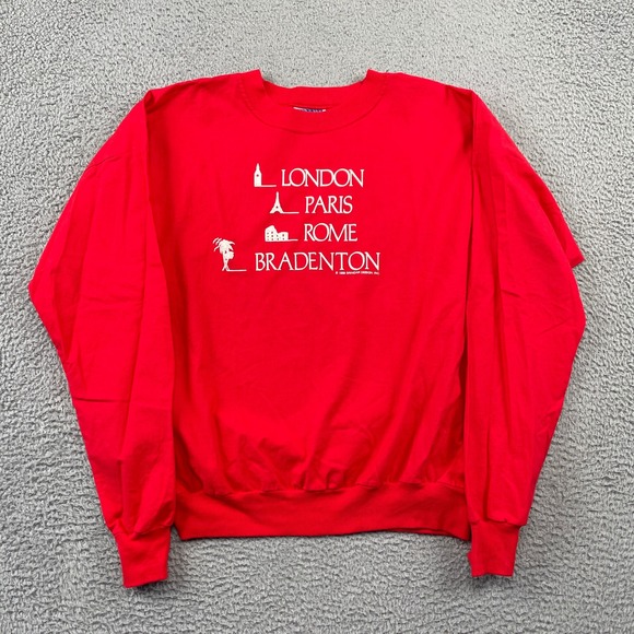 Cal Cru Other - Vintage USA Brindar Sport Sweatshirt Mens L Red Bradenton London Paris Rome 1988